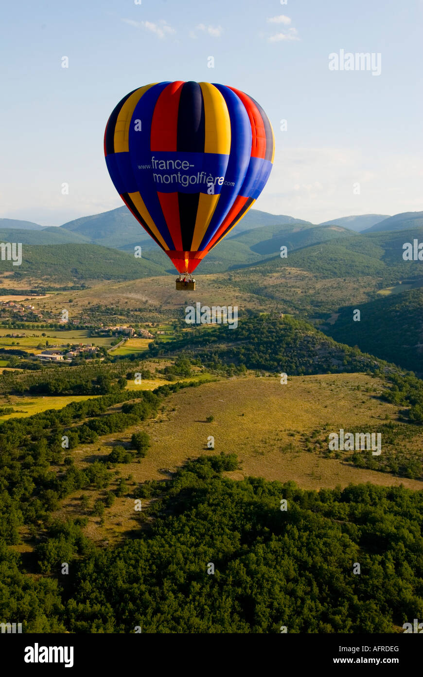 Hot air balloon flying over lavender fields in Provence, Southern France  Stock Photo - Alamy