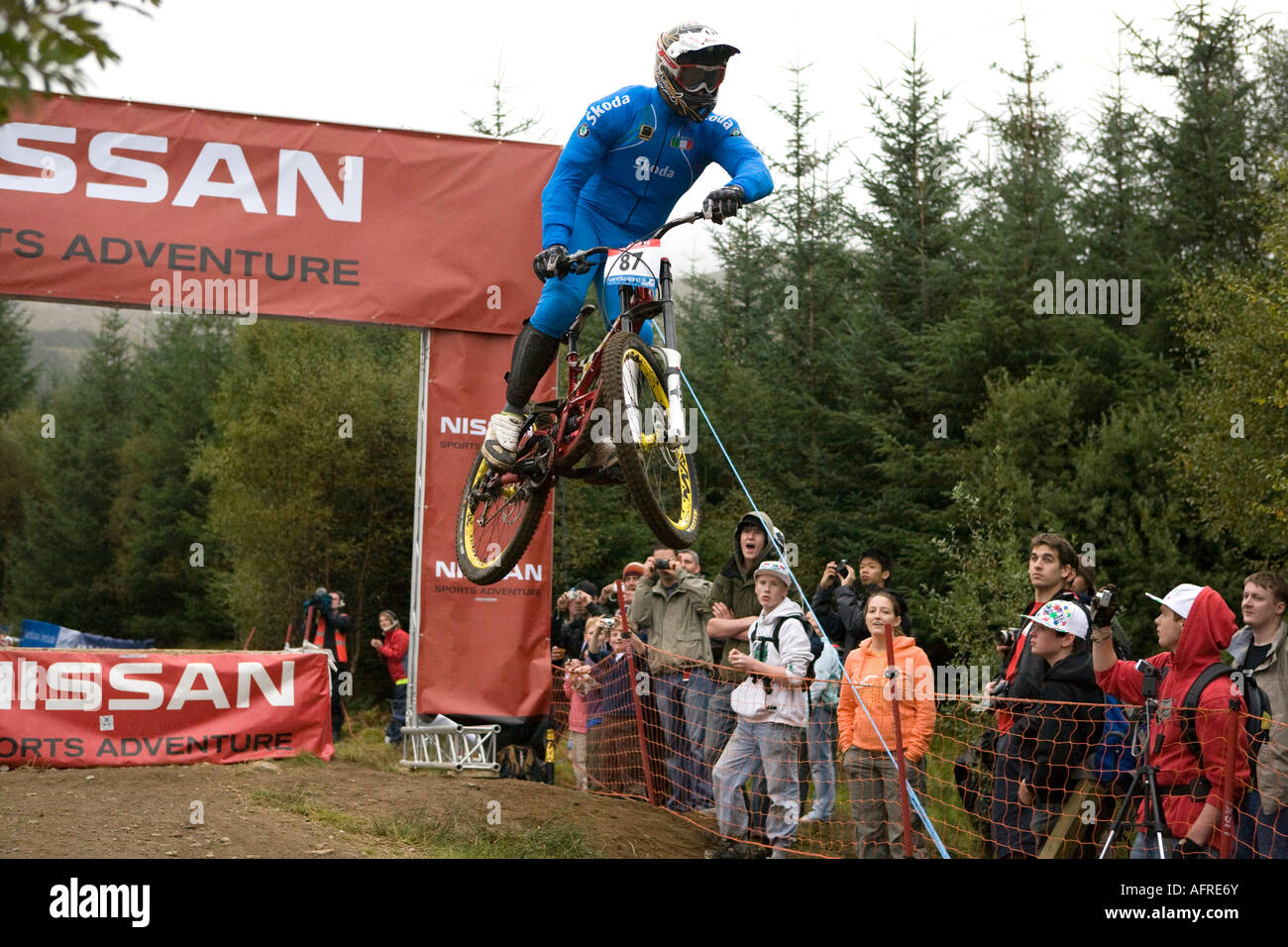 Competitors at the UCI World Championships downhill race at Fort