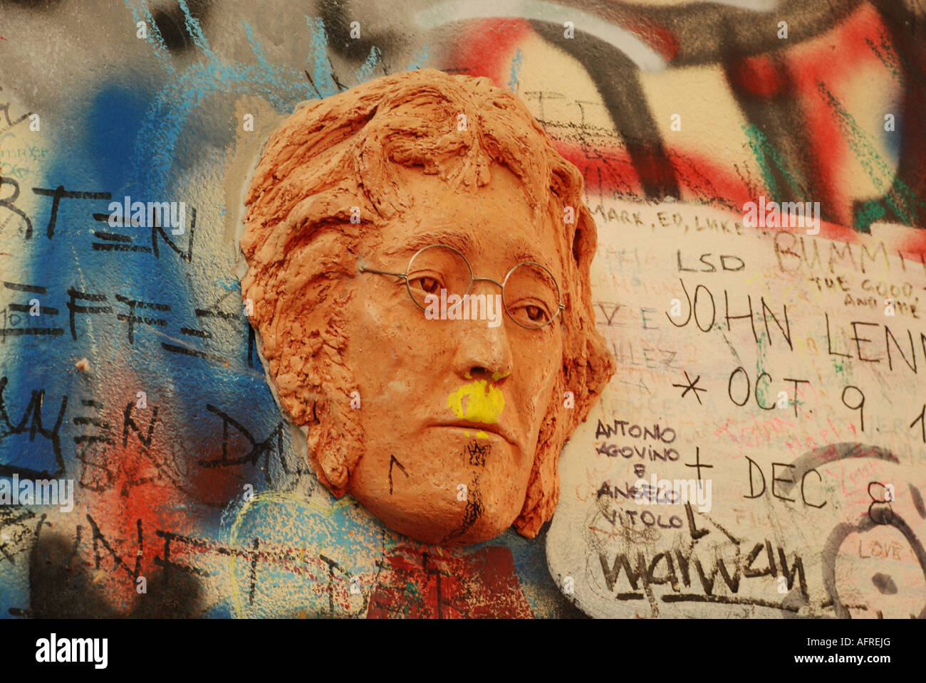 John Lennon Peace Wall, Prague, Czech Republic Stock Photo