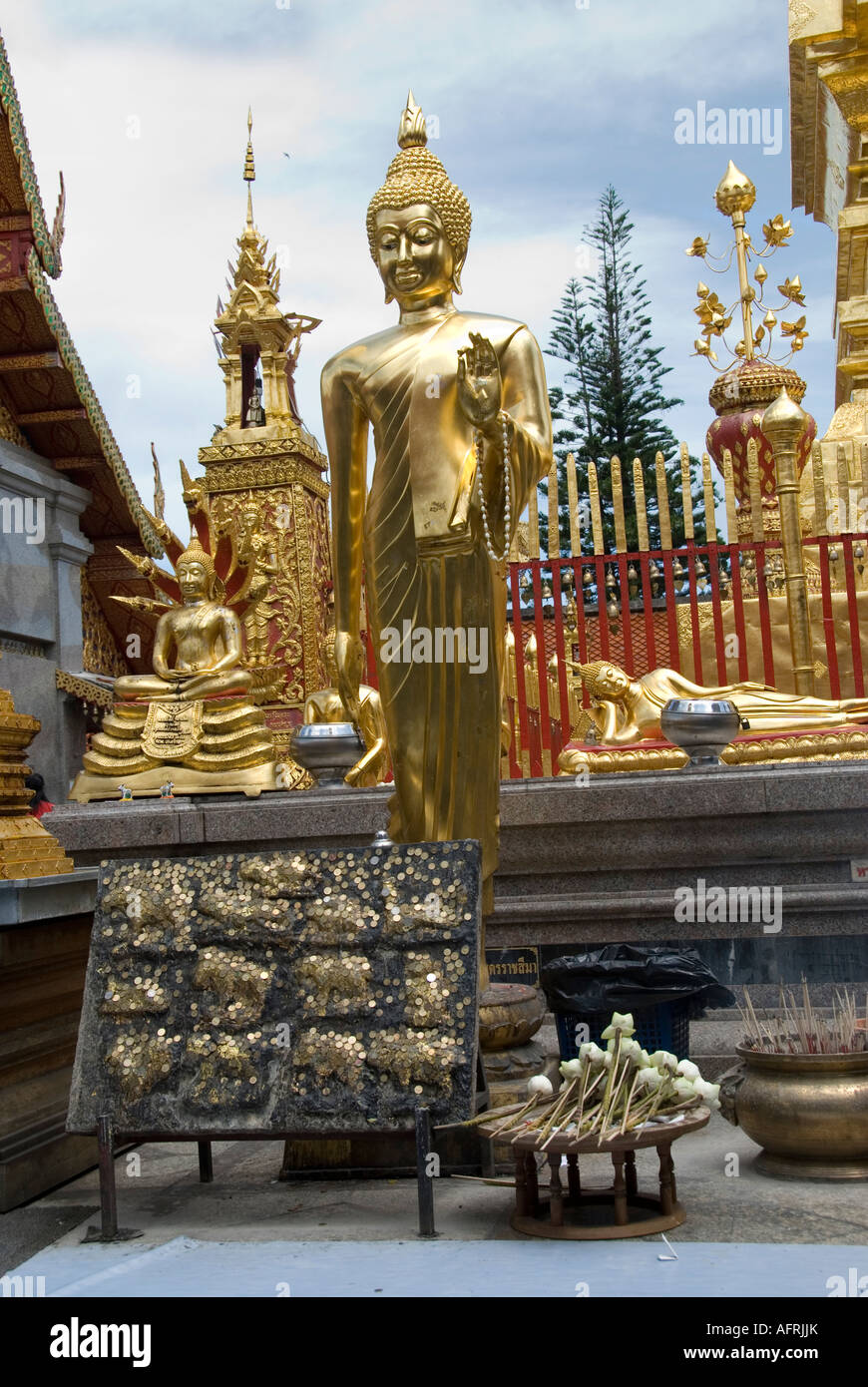Golden Buddha statue at Doi Suthep Temple in Chiang Mai Thailand Stock ...