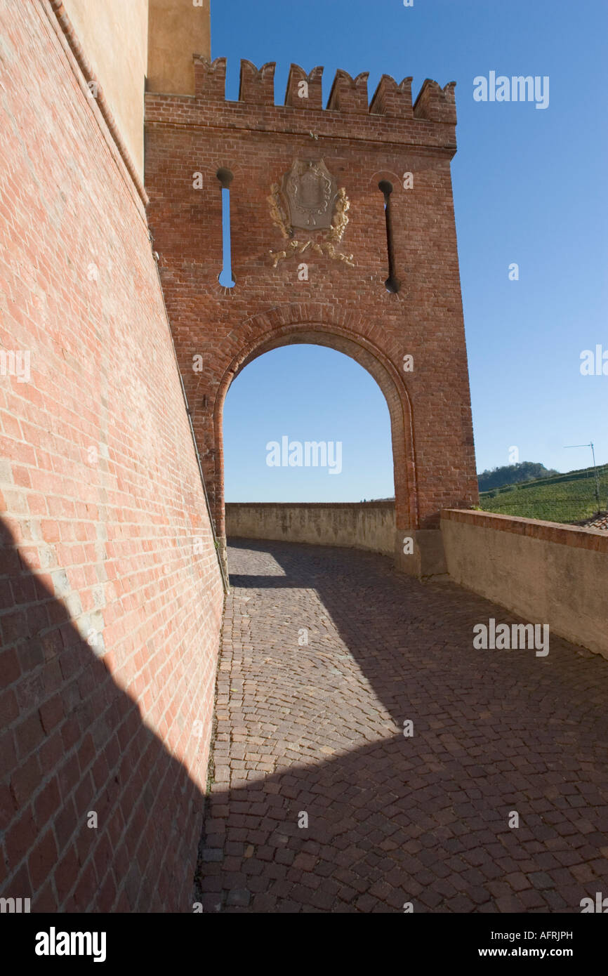 Entrance to Barolo castle, Piemonte, Italy Stock Photo