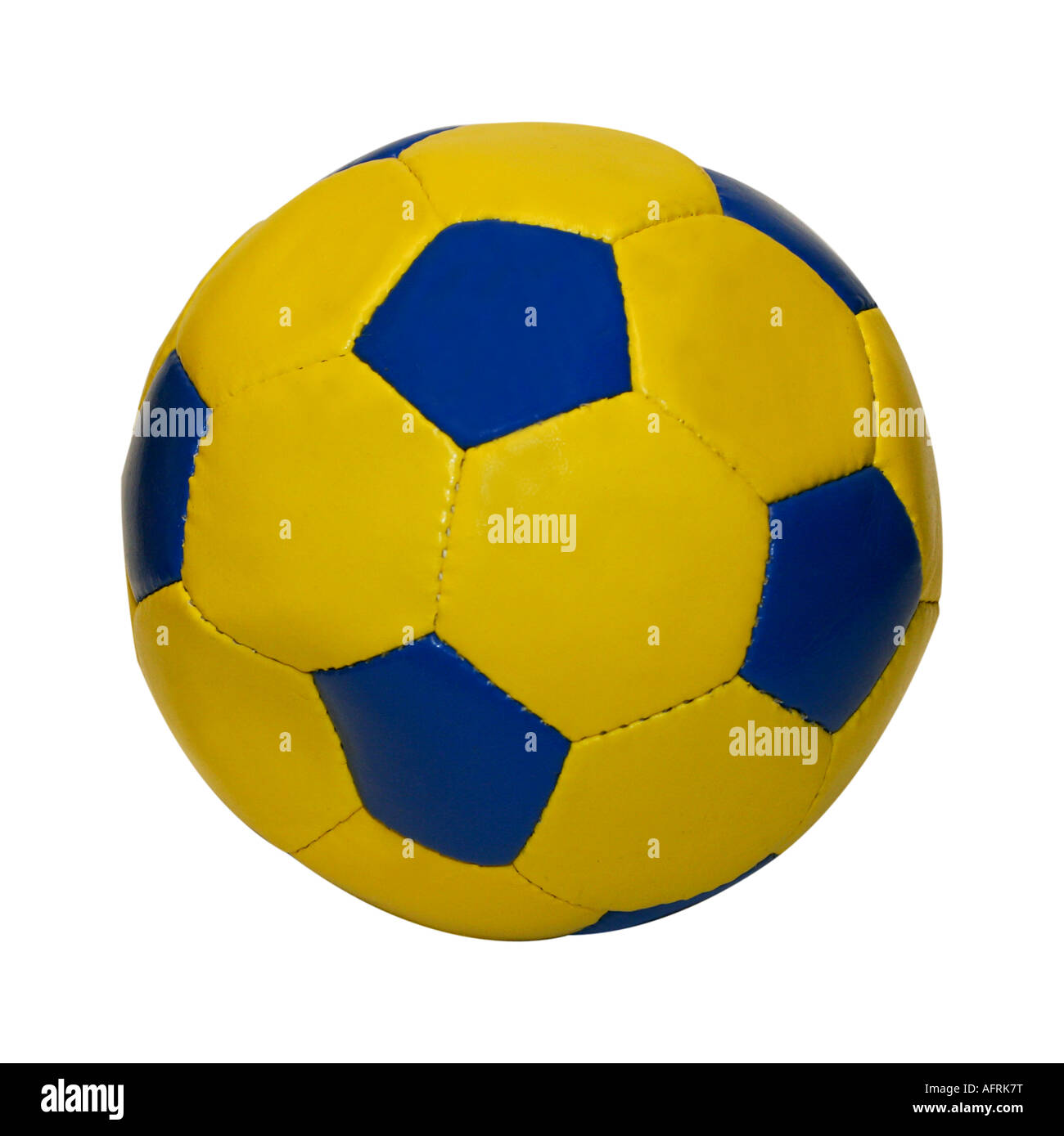 blue and yellow soccer ball isolated on white Stock Photo
