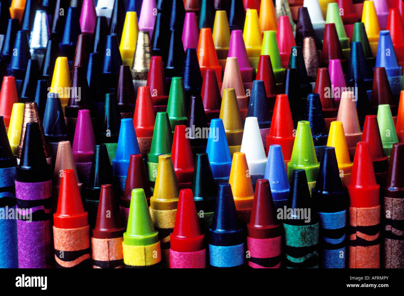 Markers and crayons on table hi-res stock photography and images - Alamy