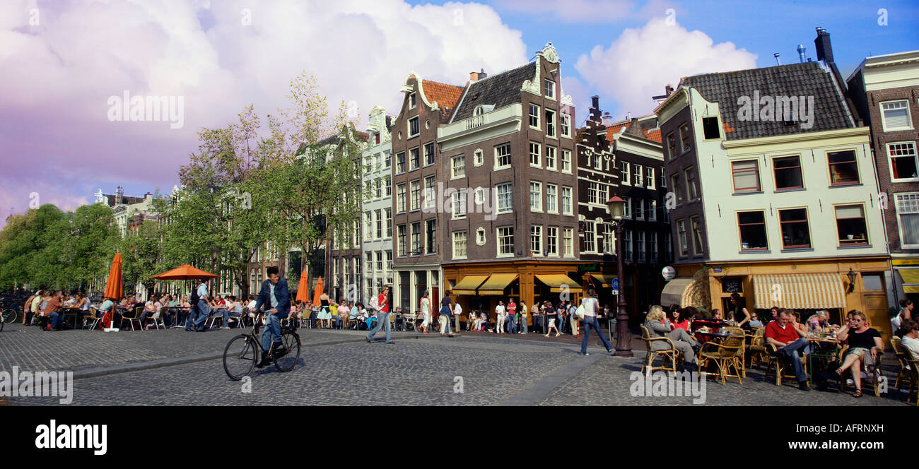 Cafes on Singel canal, Amsterdam, Holland Stock Photo