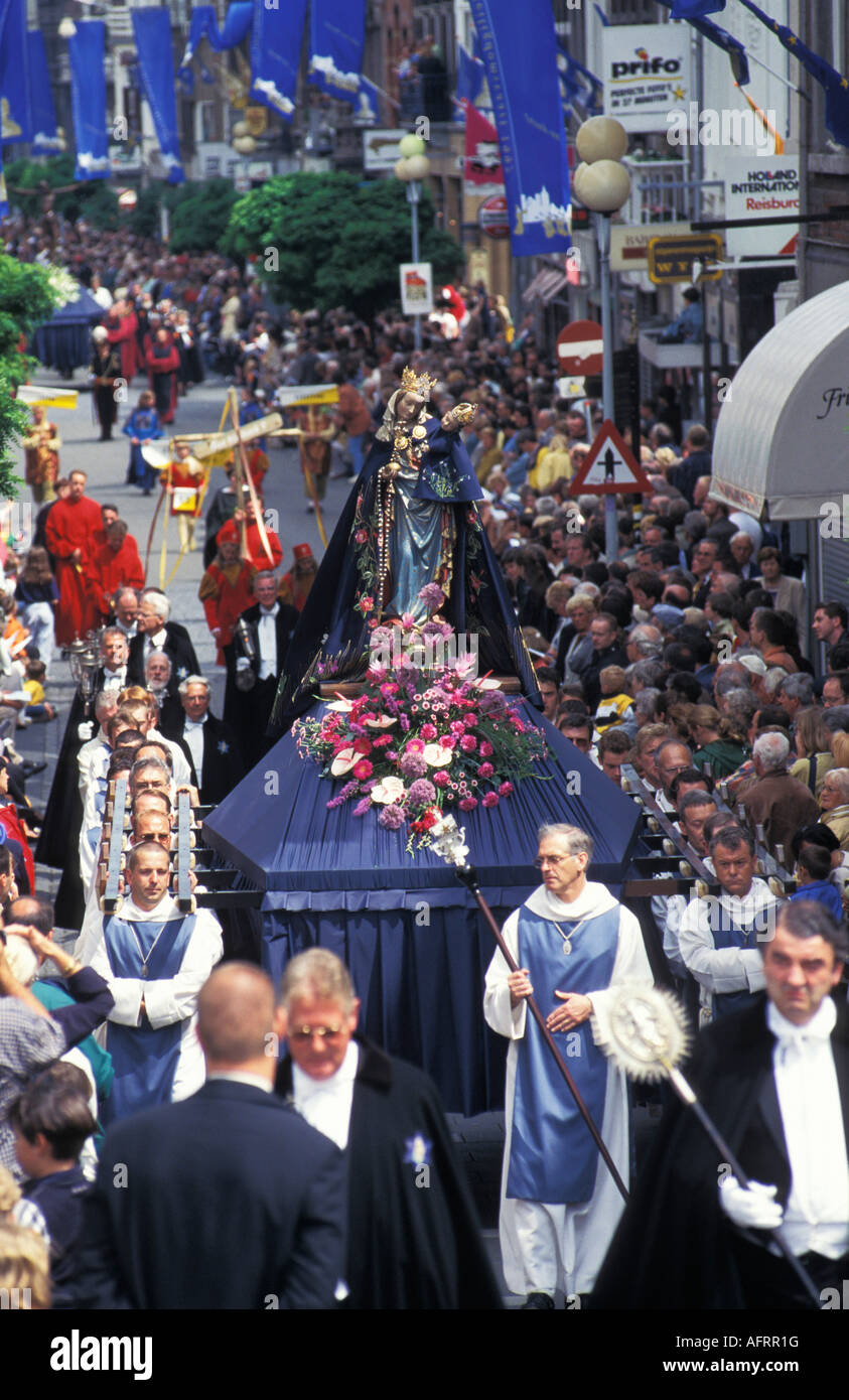 Netherlands Maastricht People carrying sculptures in religious