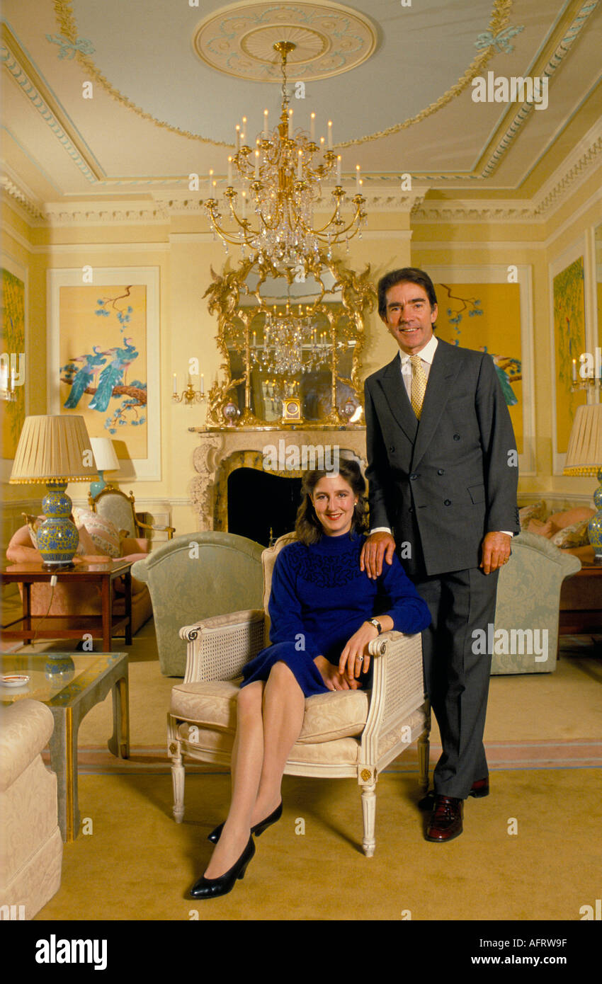 Earl Alexander of Tunis and The Countess Davina Alexander (nee Woodhouse)  at home London. 1990s UK HOMER SYKES Stock Photo