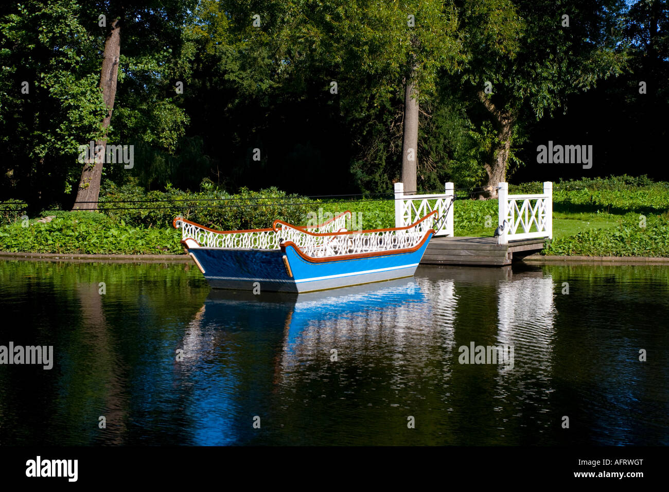 Ferry boat on a lake in Frederiksberg Park Copenhagen Denmark Stock Photo