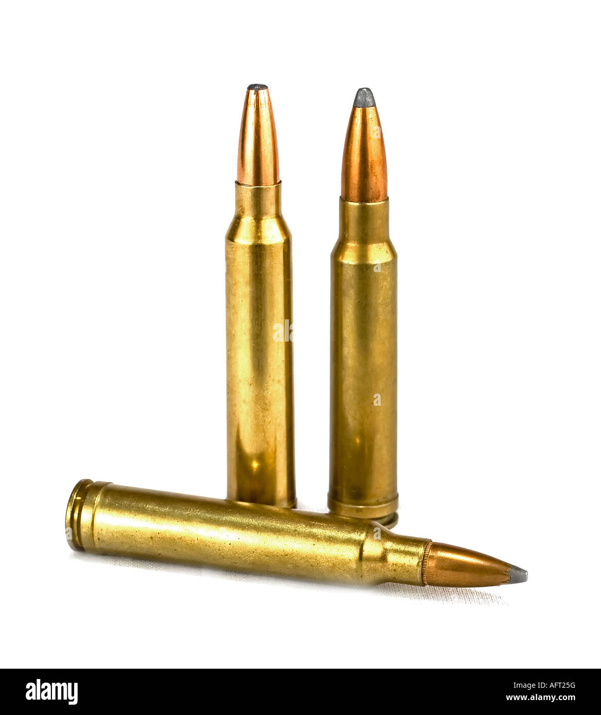isolated rifle ammunition on white background Stock Photo
