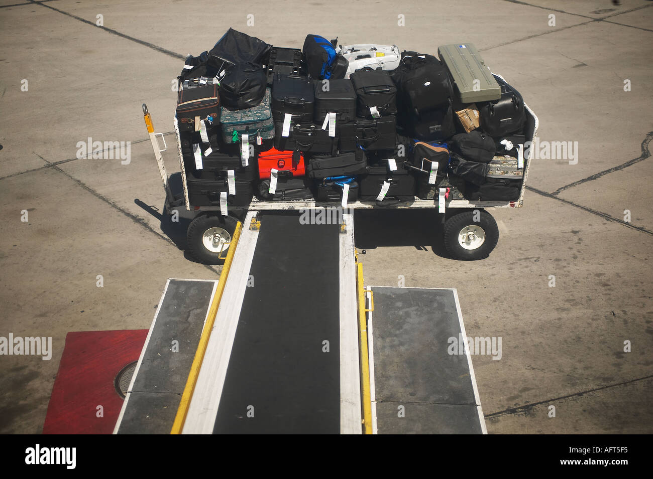 Baggage Loading on Airplane at Airport Stock Photo Alamy