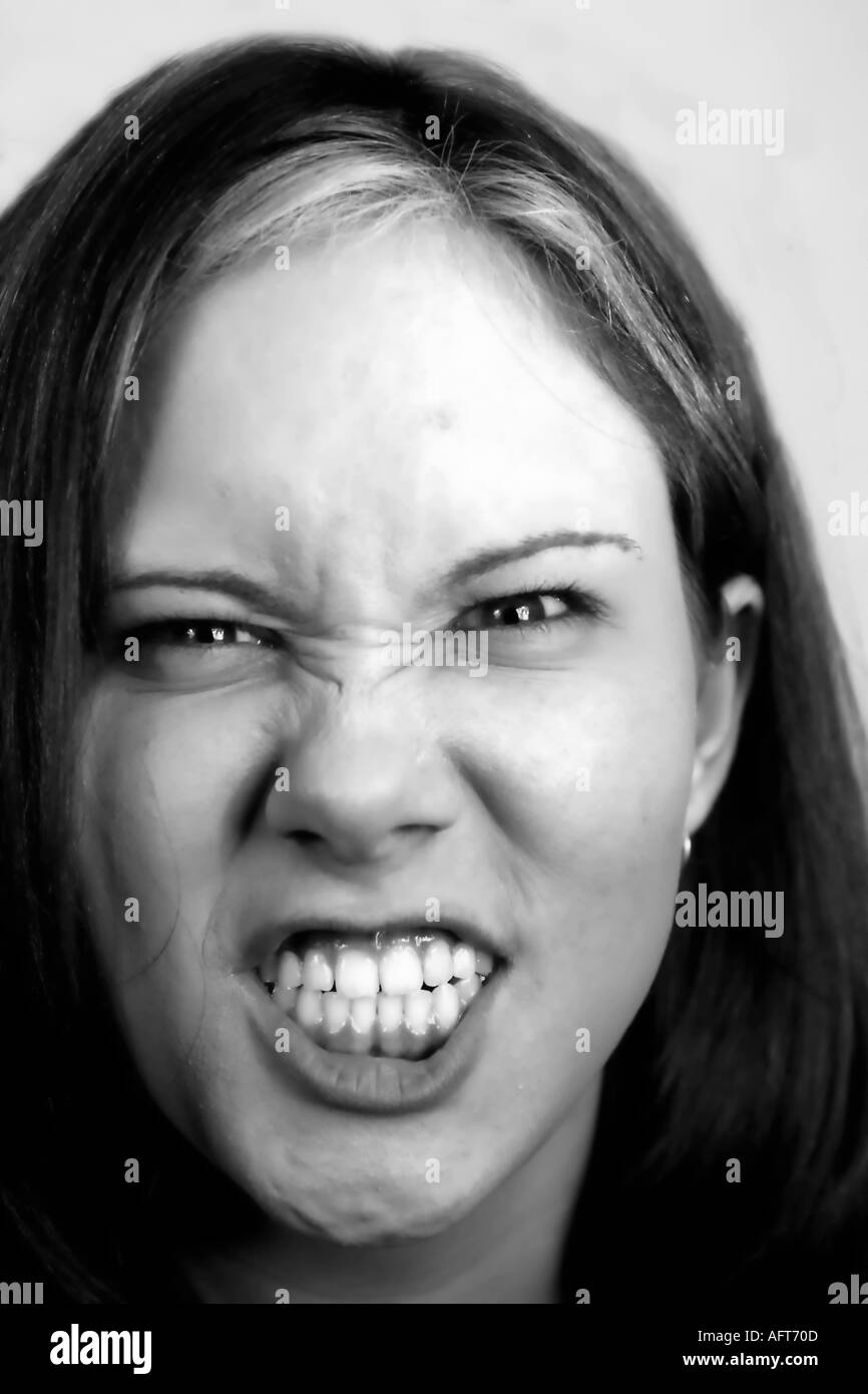 Expressive Female with the Look of Anger Rage Model  Stock Photo