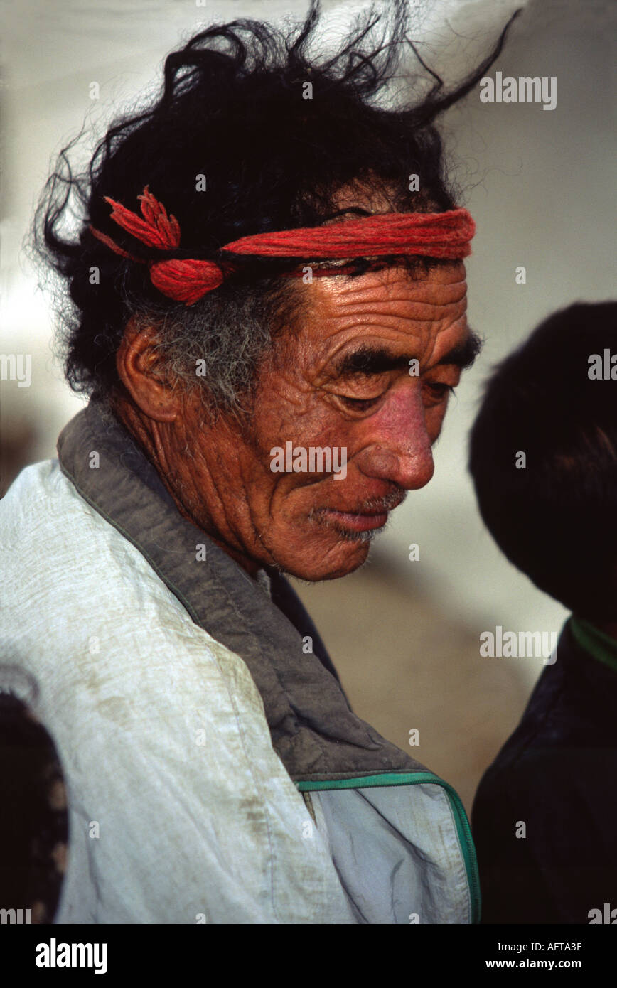 Chang Pa nomad man in Rajung Karu 4668 m Ladakh northern India Stock Photo