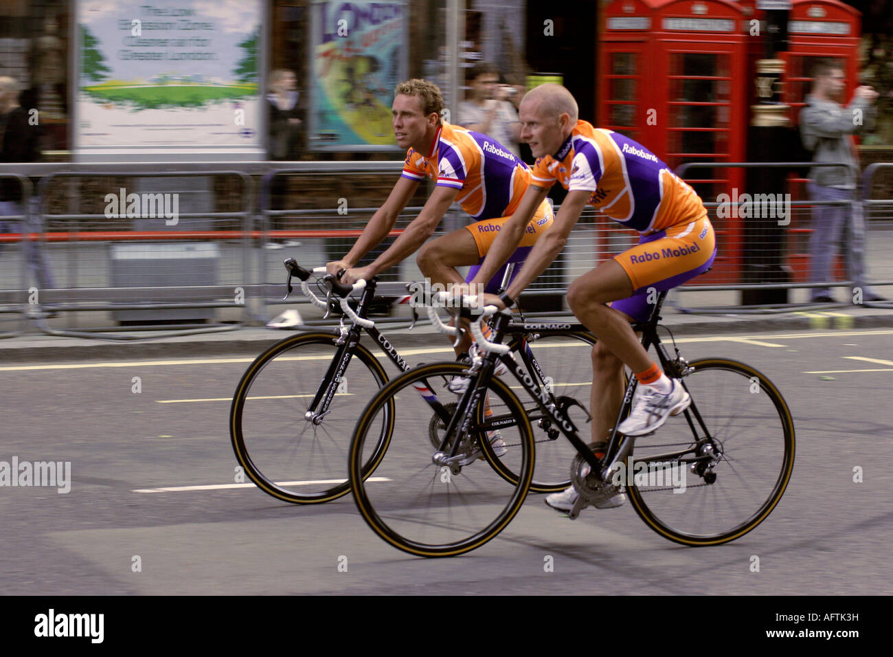 Michael Rasmussen and Michael Boogerd of the Rabobank 2007 Tour De France team at the Grand Depart in London Stock Photo
