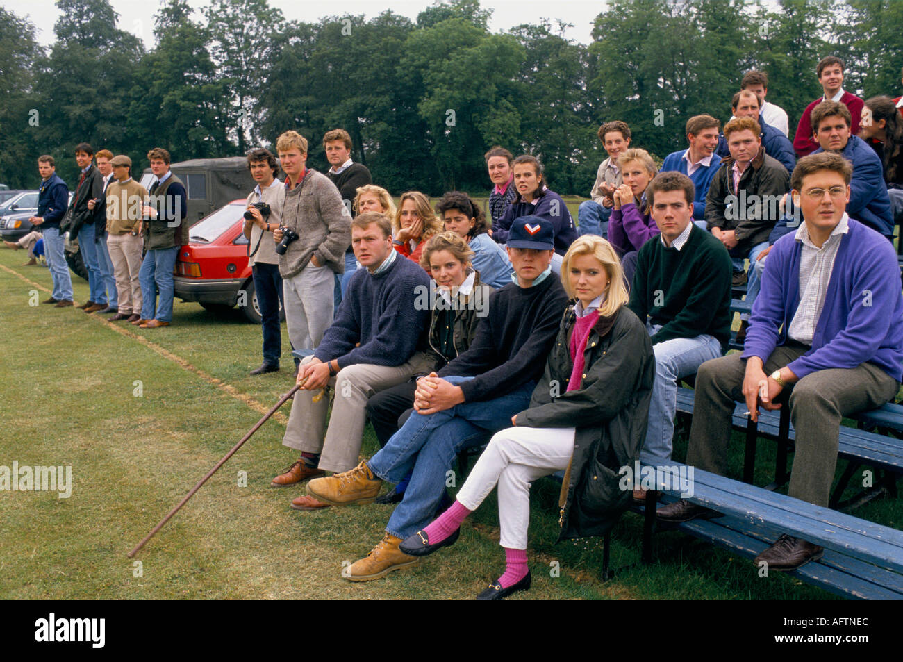 Polo spectators Cirencester Park. Cirencester Royal Agricultural College, Gloucestershire England  13th June 1990 1990s UK HOMER SYKES Stock Photo