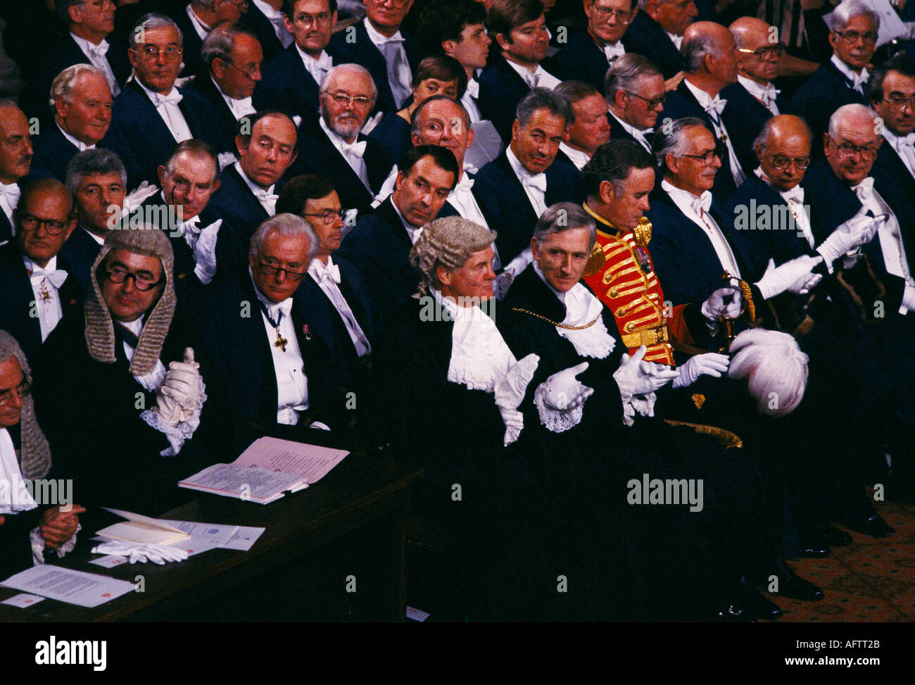Pomp and Ceremony, City of London Lord Mayors Banquet white tie formal event in the Guildhall. London England 1992. 1990s UK HOMER SYKES Stock Photo