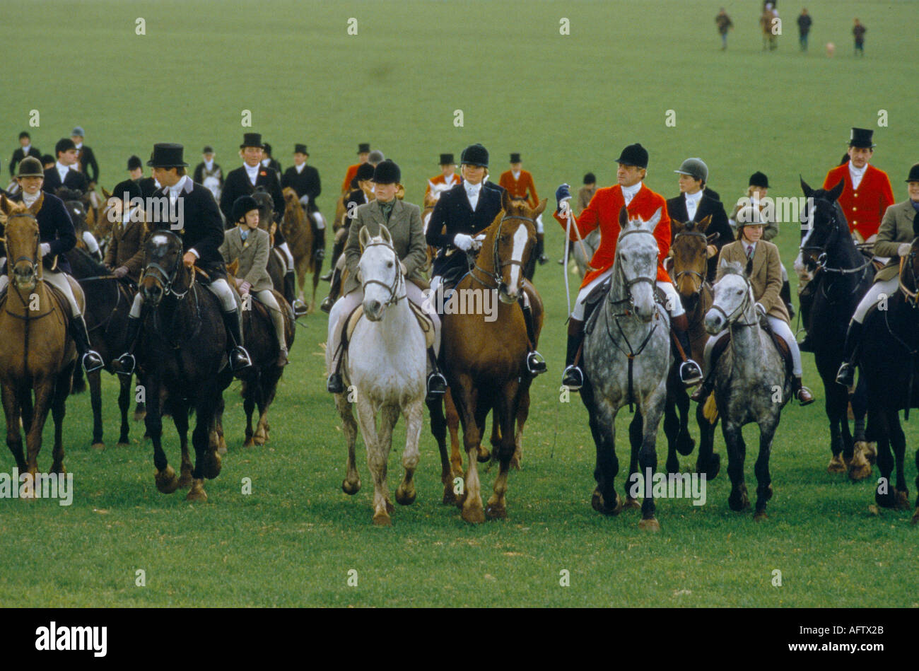 Fox hunting with hounds, the Vale of White Horse an English premier hunt based in Wiltshire 1980s 1985 UK HOMER SYKES Stock Photo