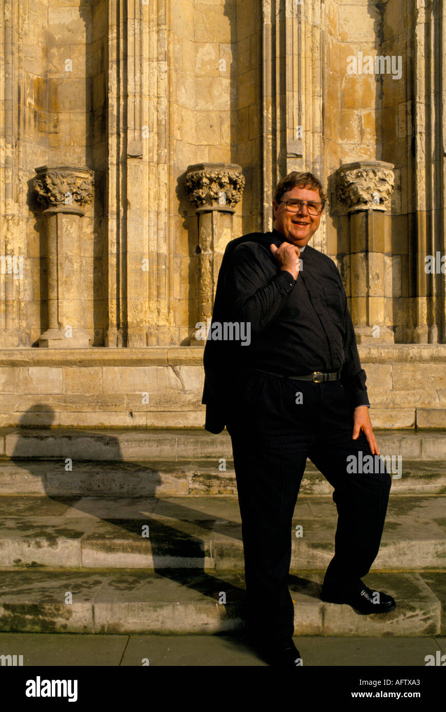 Dr George Austin the Archdeacon of York who is against the ordination of women to the Priesthood. 1990s York Minster. Uk HOMER SYKES Stock Photo