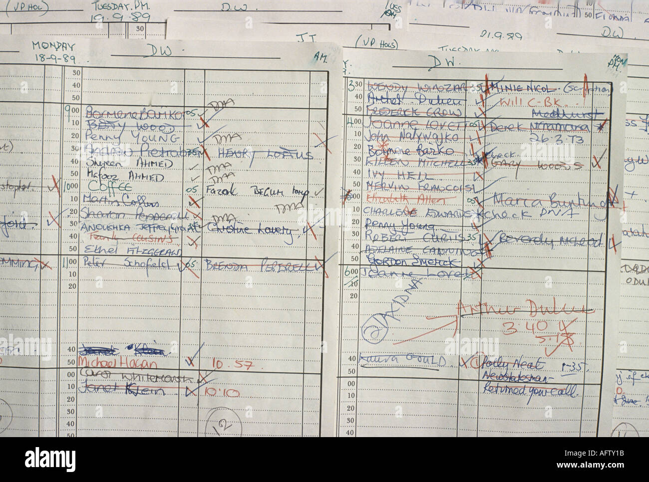Doctors hand written work diary 1980 1980s HOMER SYKES Stock Photo