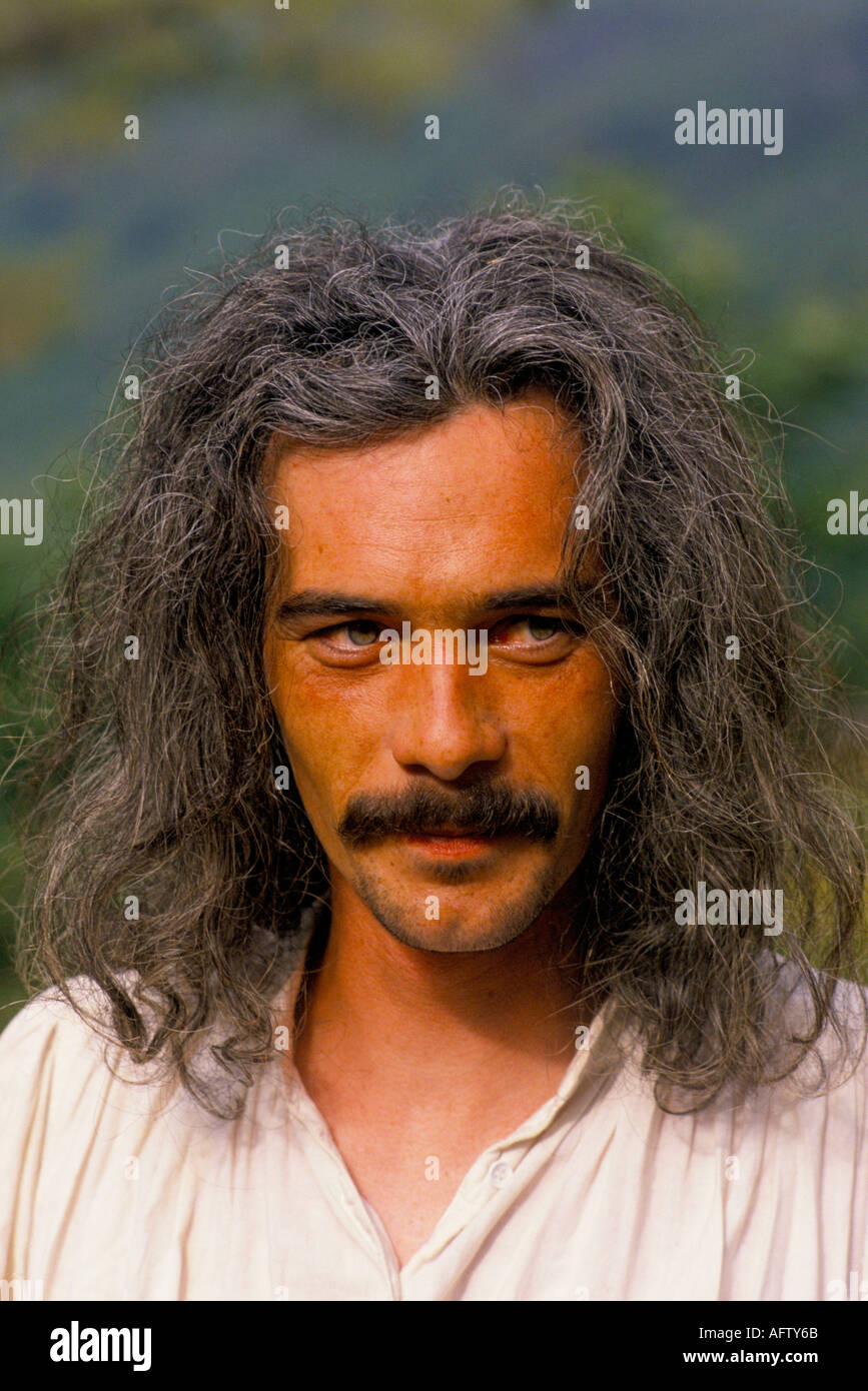 Portrait Man Mustache Graying Long Hair Homer Sykes Stock