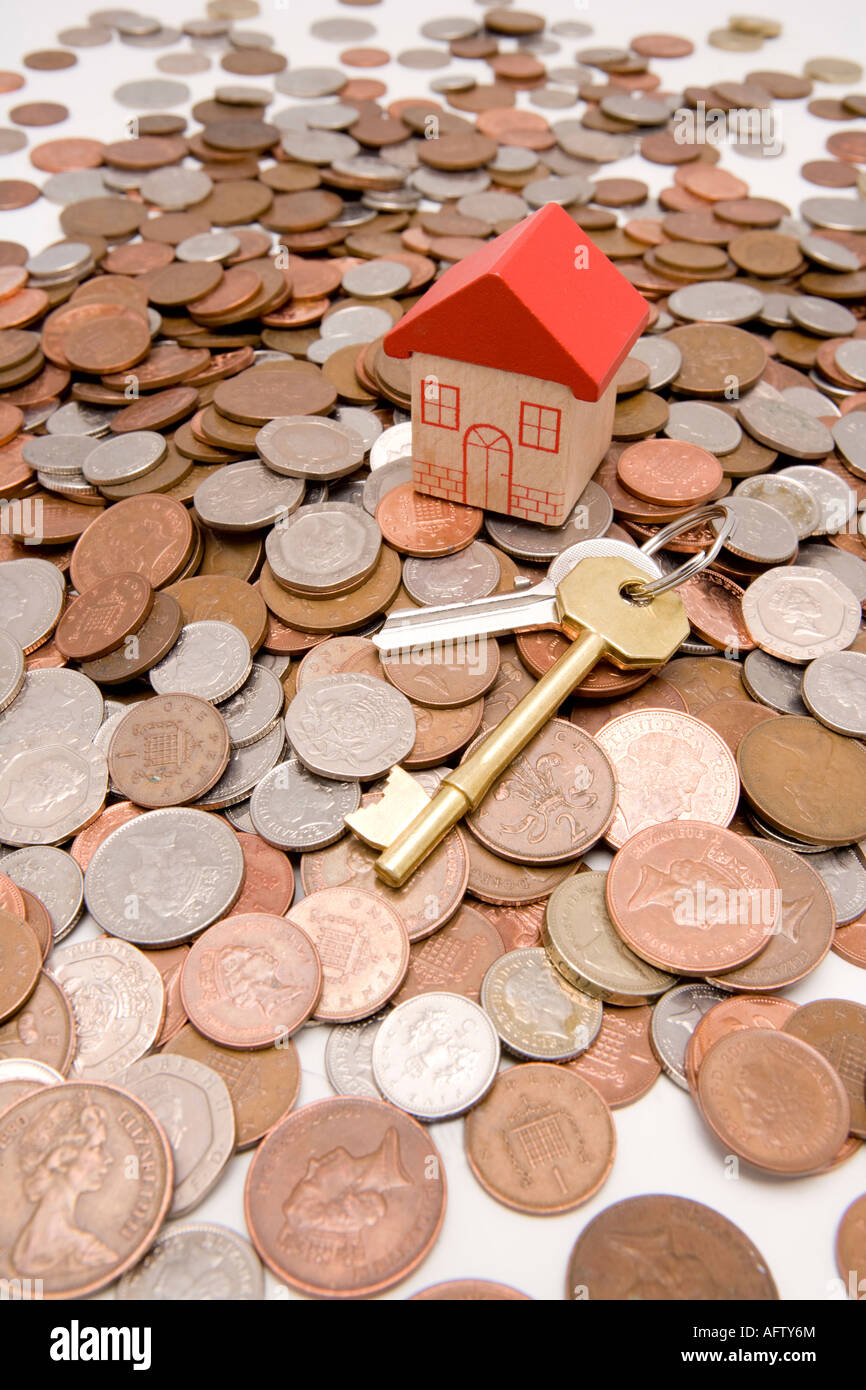 Property market money savings invested in a new home or property in the UK Keys to the property Stock Photo