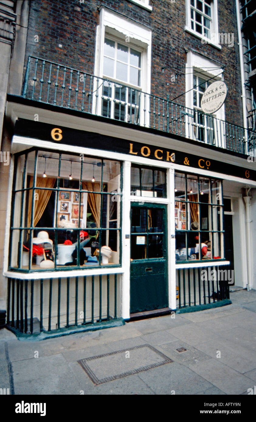 Lock & Co. Hat Makers shop in St. James's, London. Stock Photo