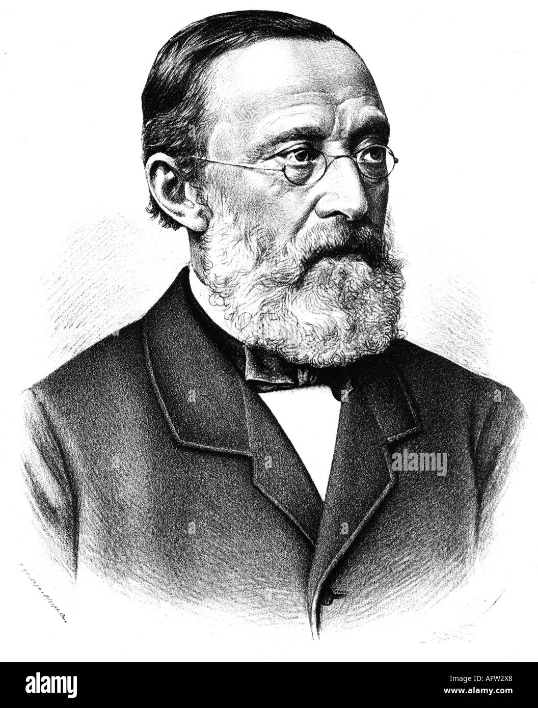 Virchow, Rudolf, 13.10.1821 - 5.9.1903, German medic/physician (pathologist), portrait, lithograph, 1892,  science, medicine, pathology, , Stock Photo