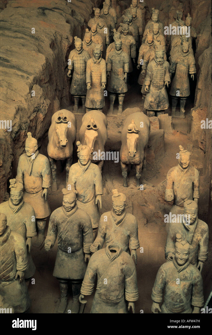Terra-cotta Warriors and Horses of Emperor Qin Shihuang in Xi'an Shaanxi Province of China Stock Photo