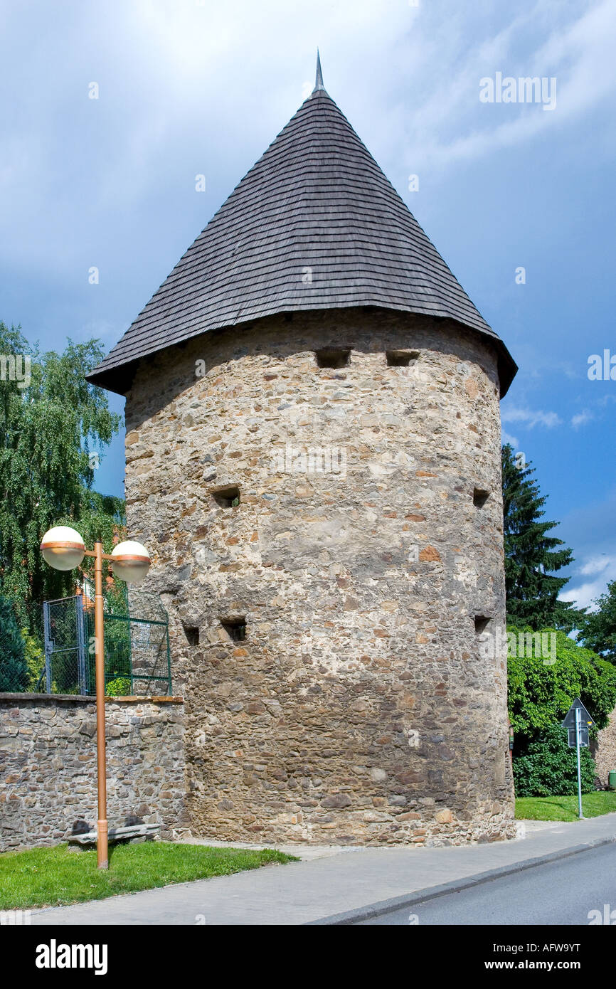 stredoveke hradby ze 14. a stol., basta Helvit, Prachatice, Stock Photo