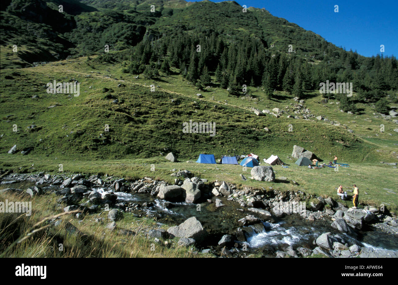 tents at the river Stock Photo - Alamy