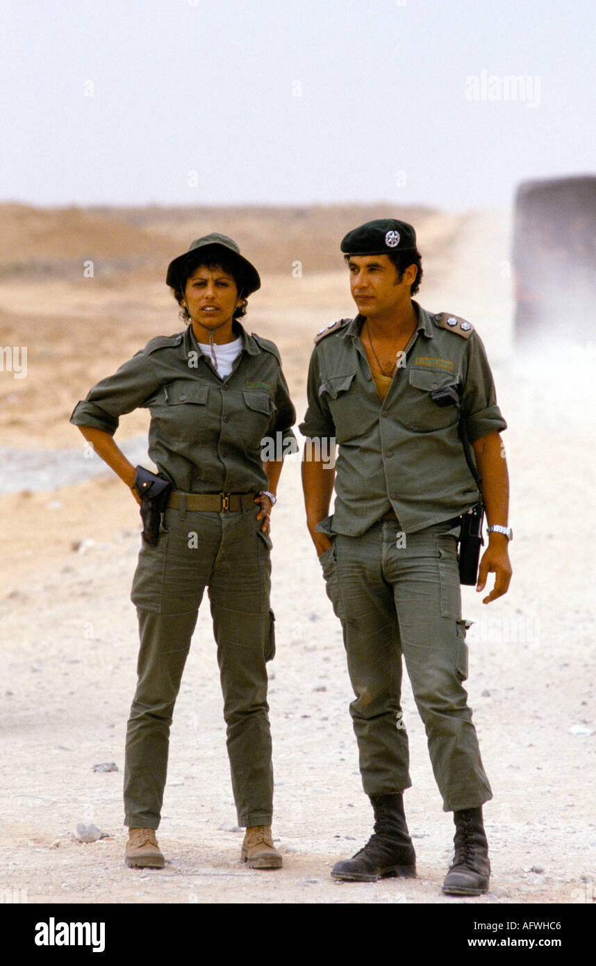 Rafah Palestine Israel Israeli soldiers at the Gaza Egypt new international boarder crossing point 1982. 1980S HOMER SYKES Stock Photo