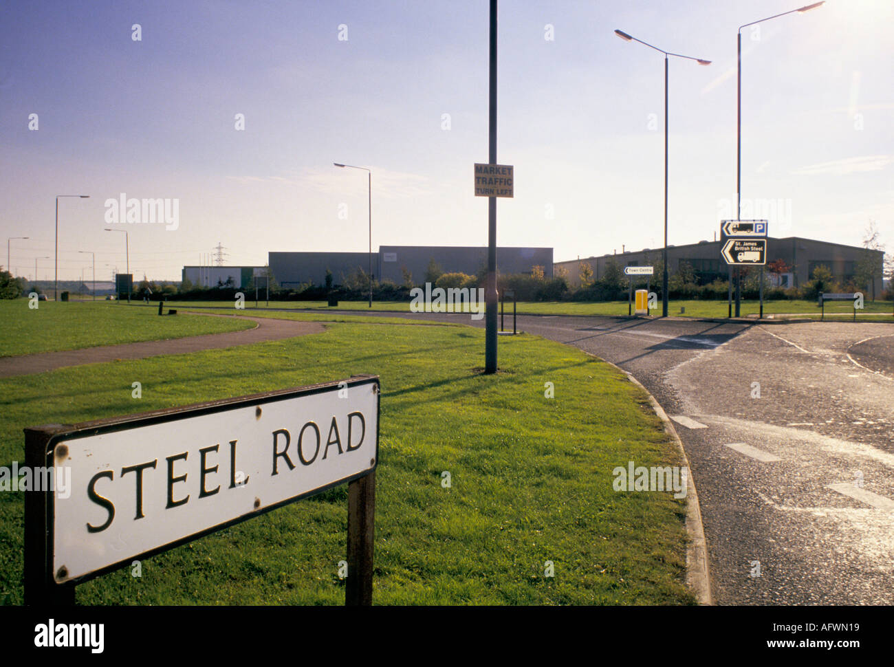 Corby new industry in old steel mill area. Steel Road, regeneration