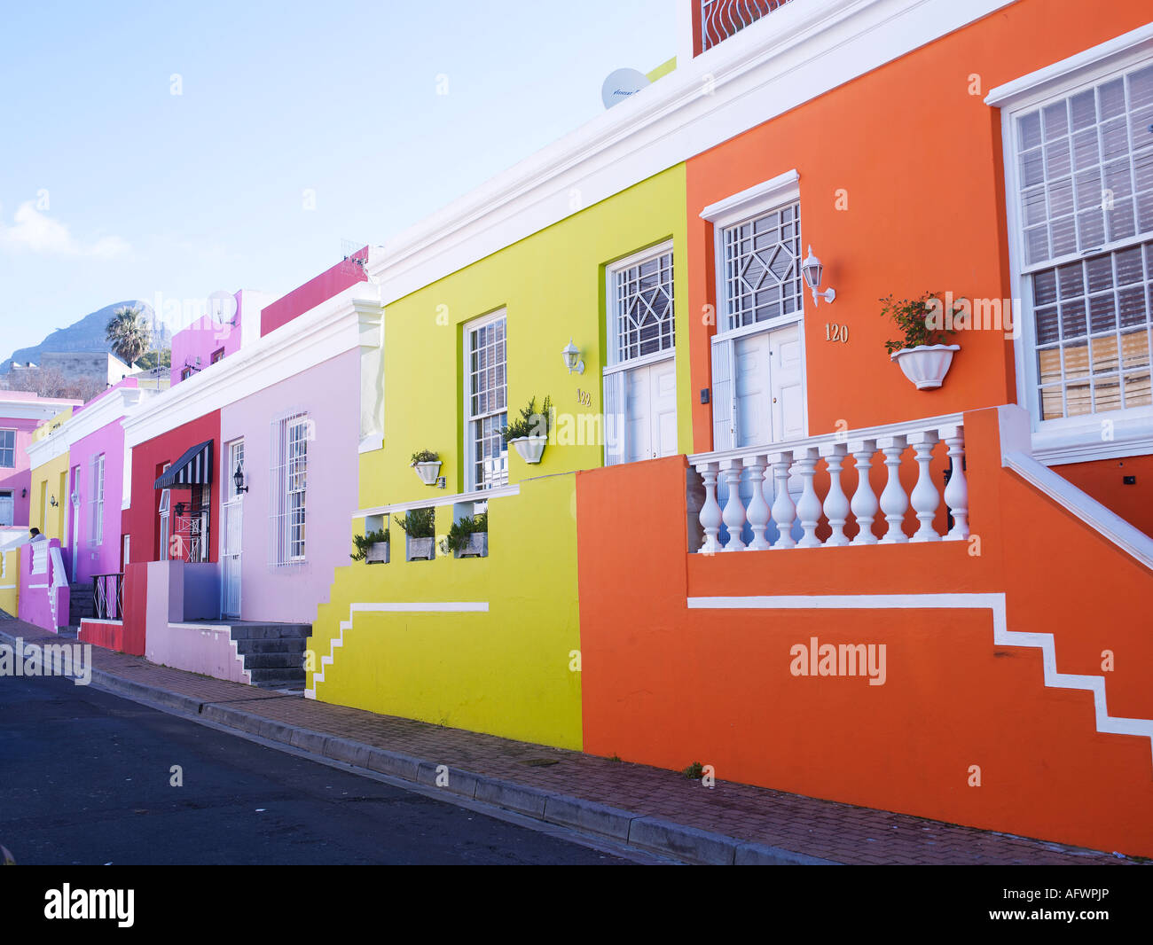 colorful houses of Muslim part of Cape Town in South Africa Stock Photo ...