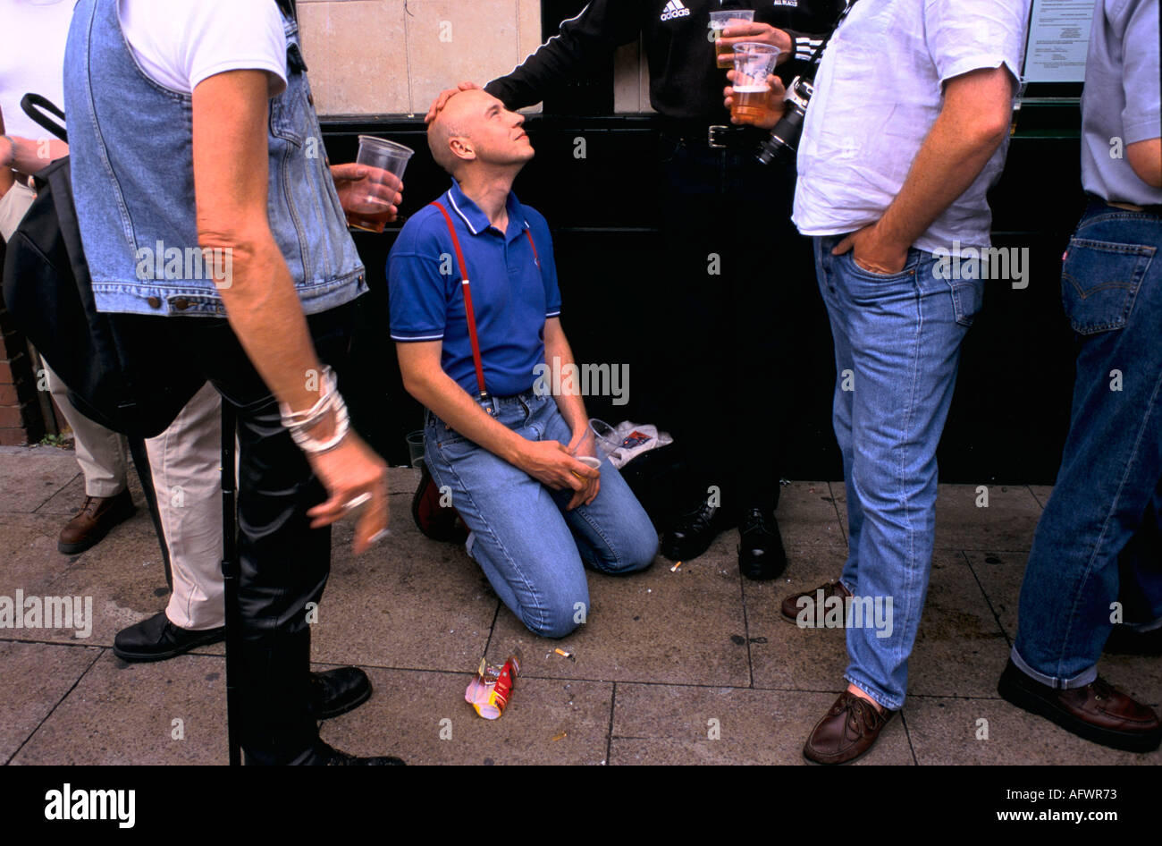 Pride Festival Manchester 1990s Gay skinheads adopted the ani-gay look of  the 1970s. Fashion statement a reaction against skinhead culture. 1999 UK  Stock Photo - Alamy