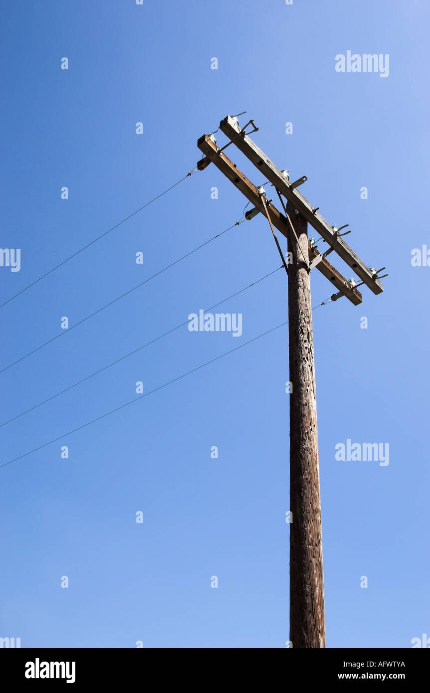 Dead end. The last pole in the electricity transmission line Stock
