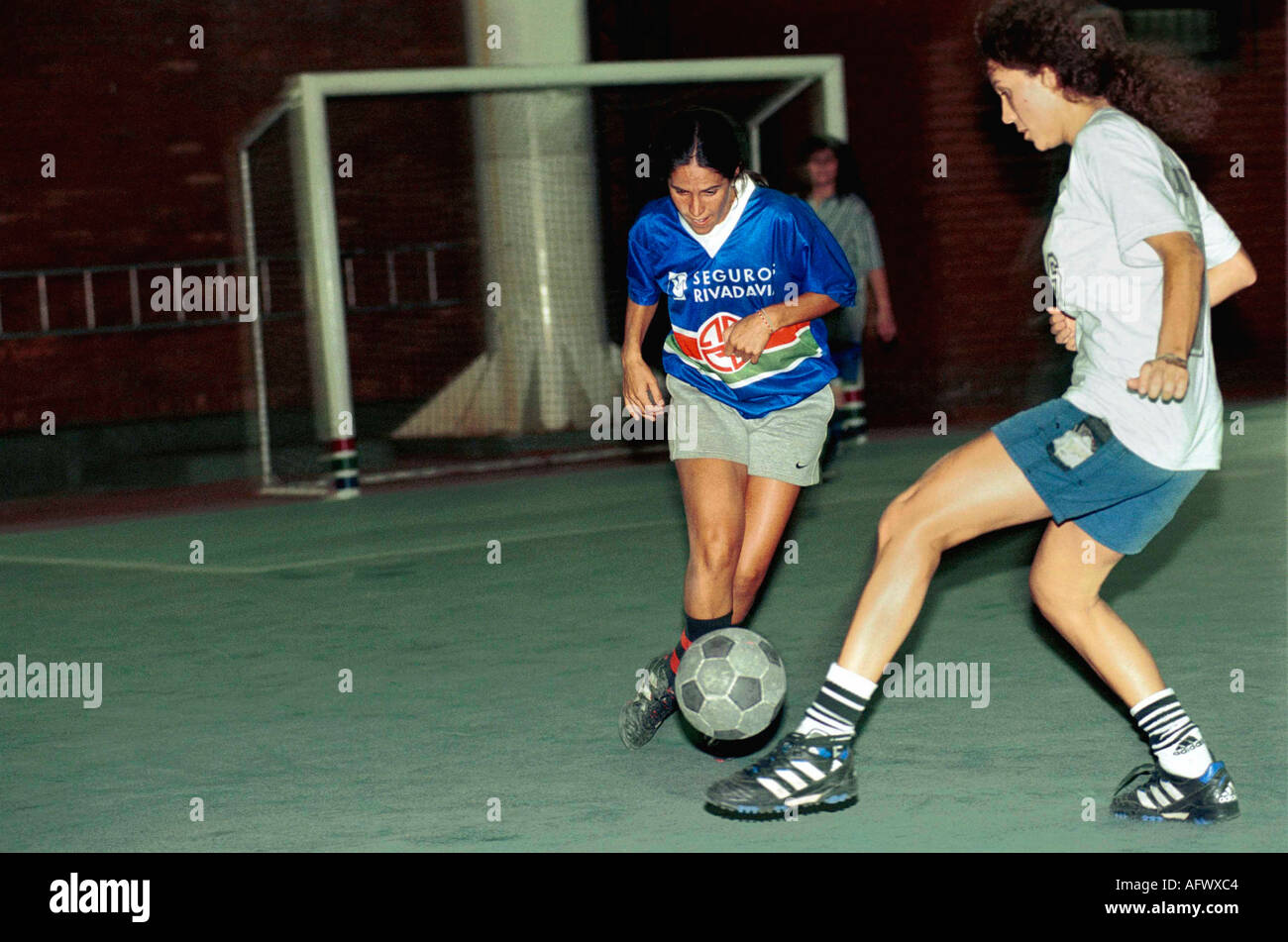 Argentina women playing football 2002, The Exactas soccer all womens team practice in suburban Buenos Aires 2000s HOMER SYKES Stock Photo