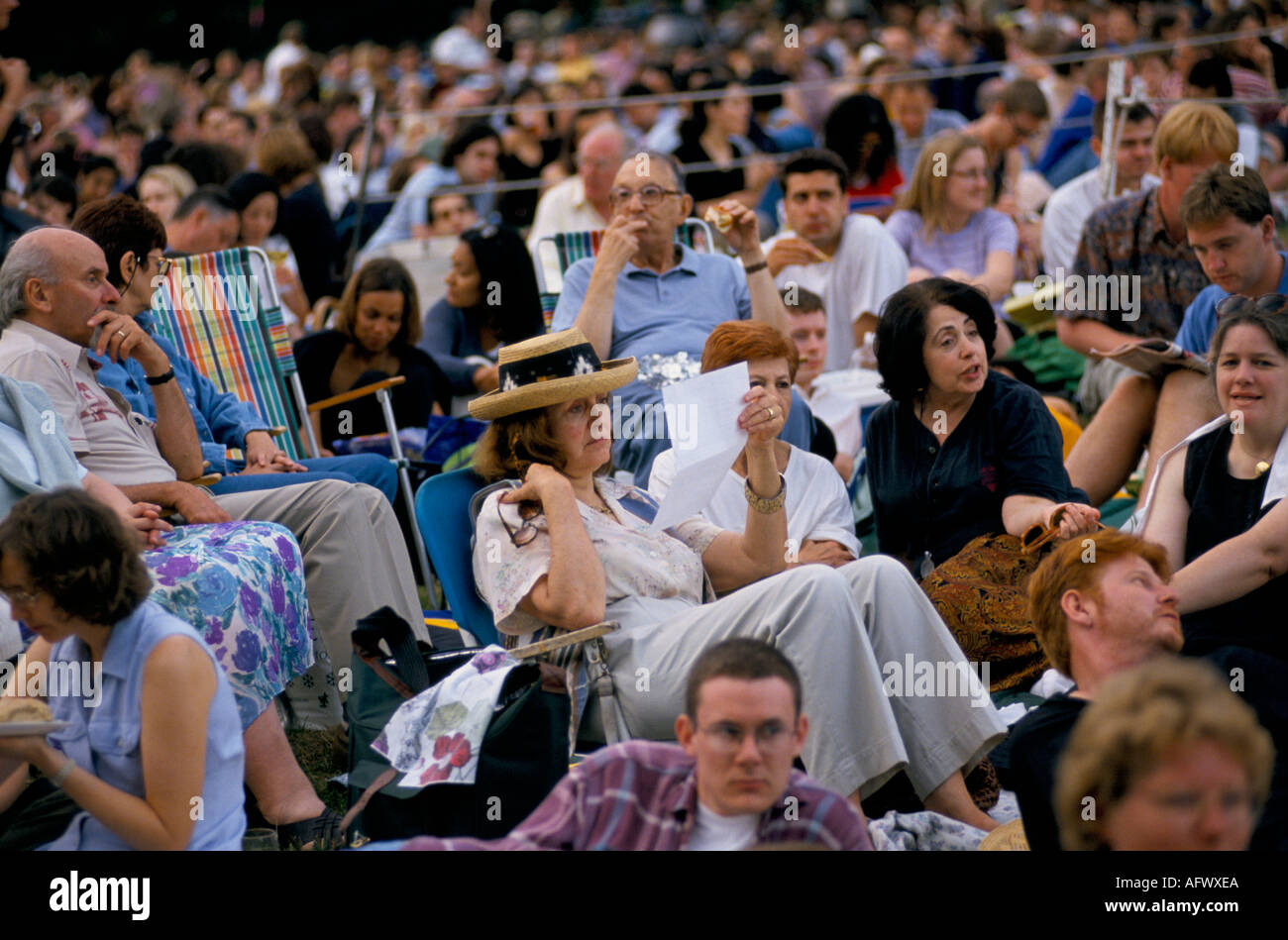 Marble Hill House Richmond Surrey open air festival concert. Open air summer classical concert at England 1990s UK. HOMER SYKES Stock Photo