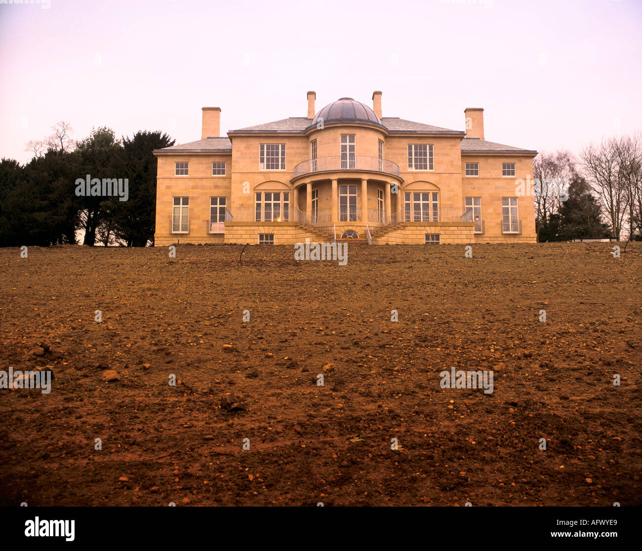Wootton Hall a 21st century modern country mansion in Derbyshire Designed by Digby Harris and built in local sandstone 2002 2000s UK HOMER SYKES Stock Photo