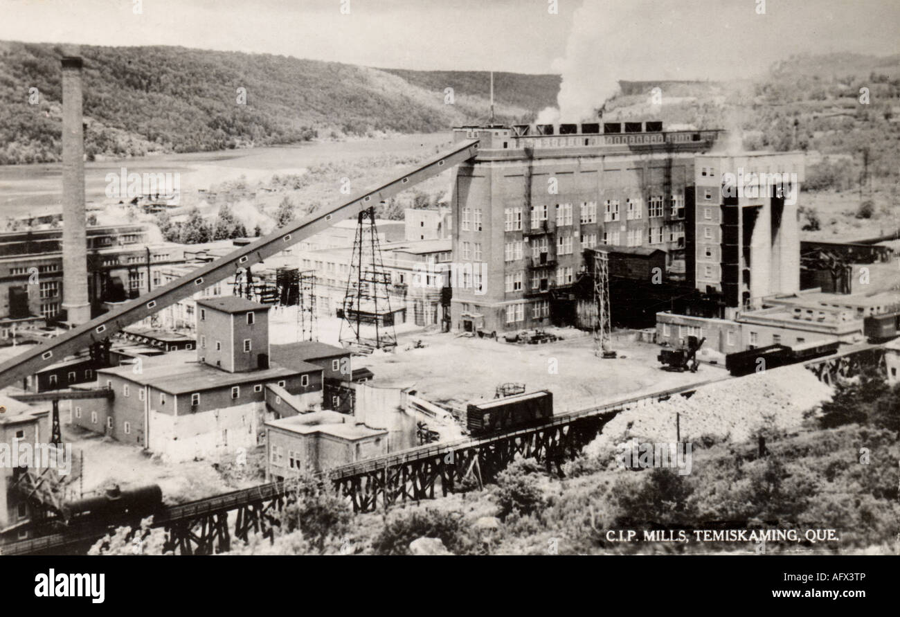 Circa 1940s vintage photo of the C.I.P. Paper Mill in Temiskaming