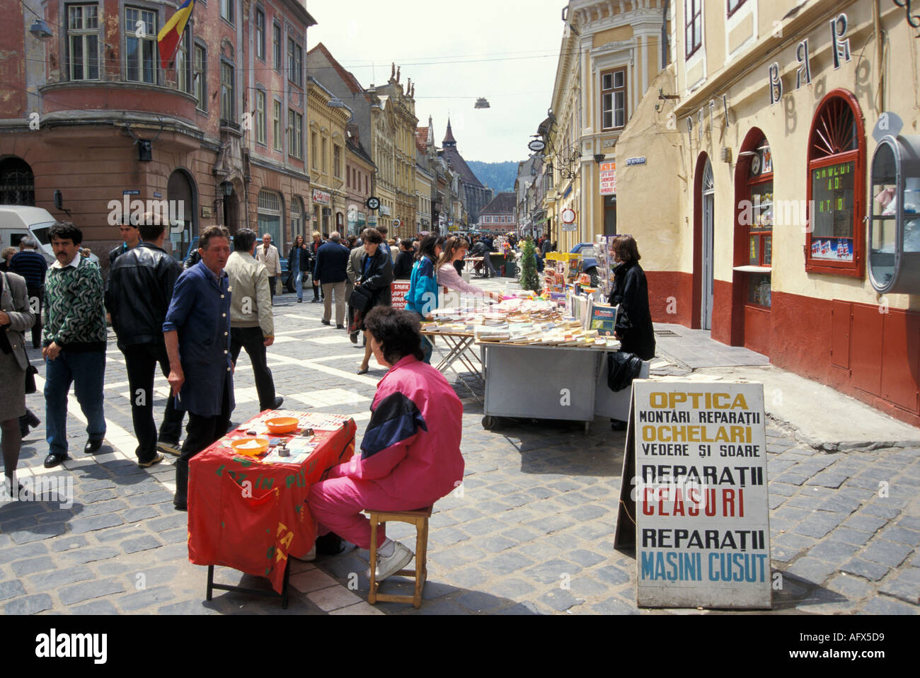 Brasov, strada republicii, pedastrian zone Stock Photo - Alamy