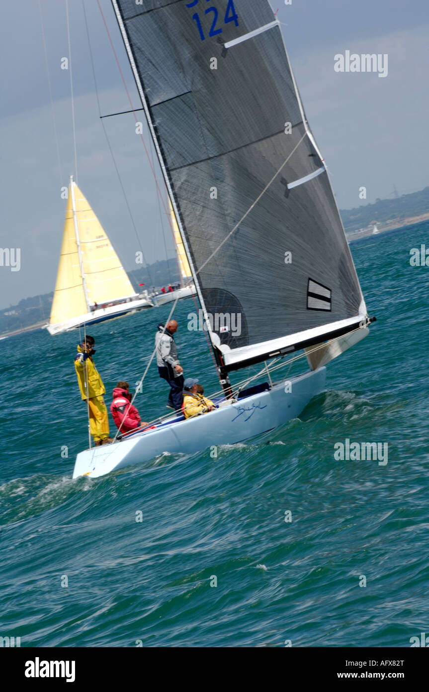 dinghy sailing in the solent racing during cowes week isle of wight