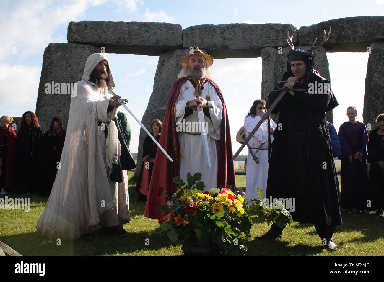 Druids at Stonehenge - Stock Image