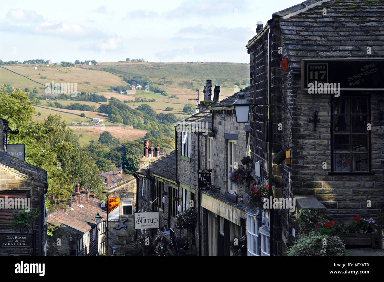 The village street in Haworth Yorkshire UK Stock Photo Alamy