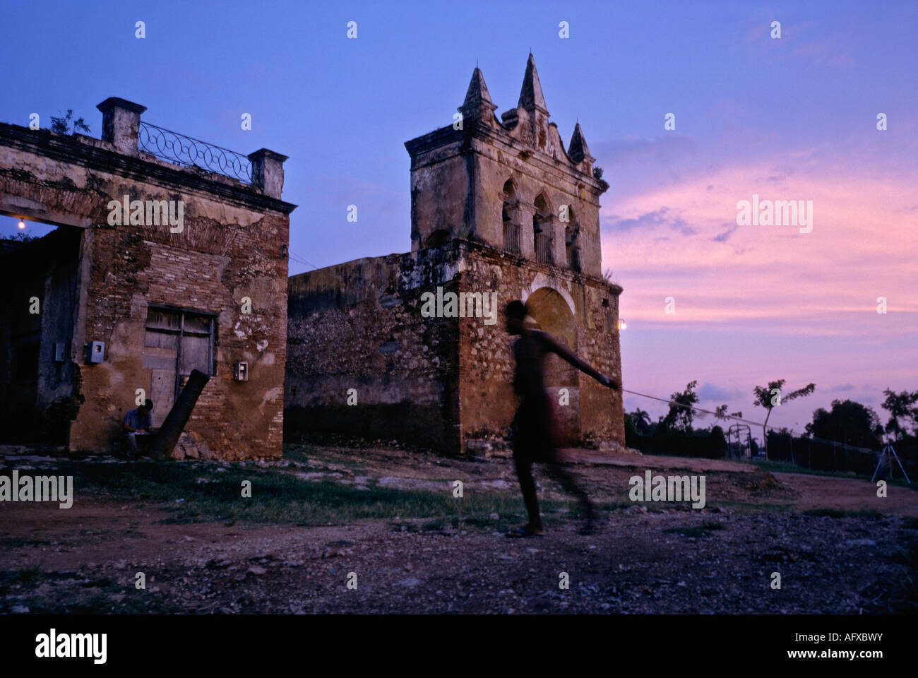 Ermita de la Popa a former church and prominent landmark on a hill overlooking Trinidad Cuba at sunset Stock Photo