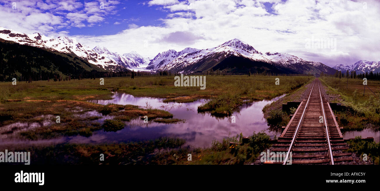 Railroad tracks down the Placer River Valley Stock Photo Alamy