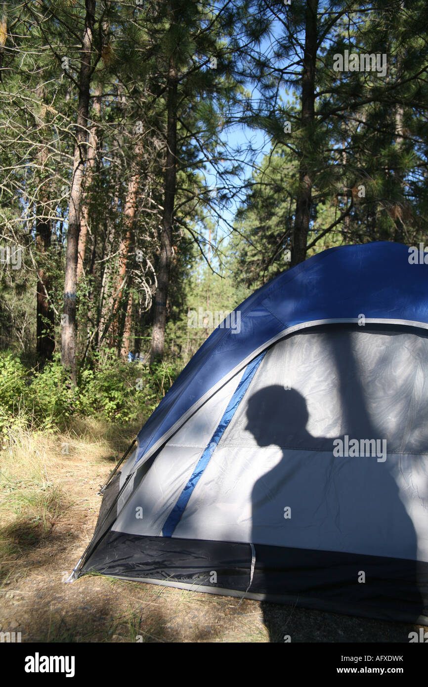 Shadow of man on tent Stock Photo - Alamy