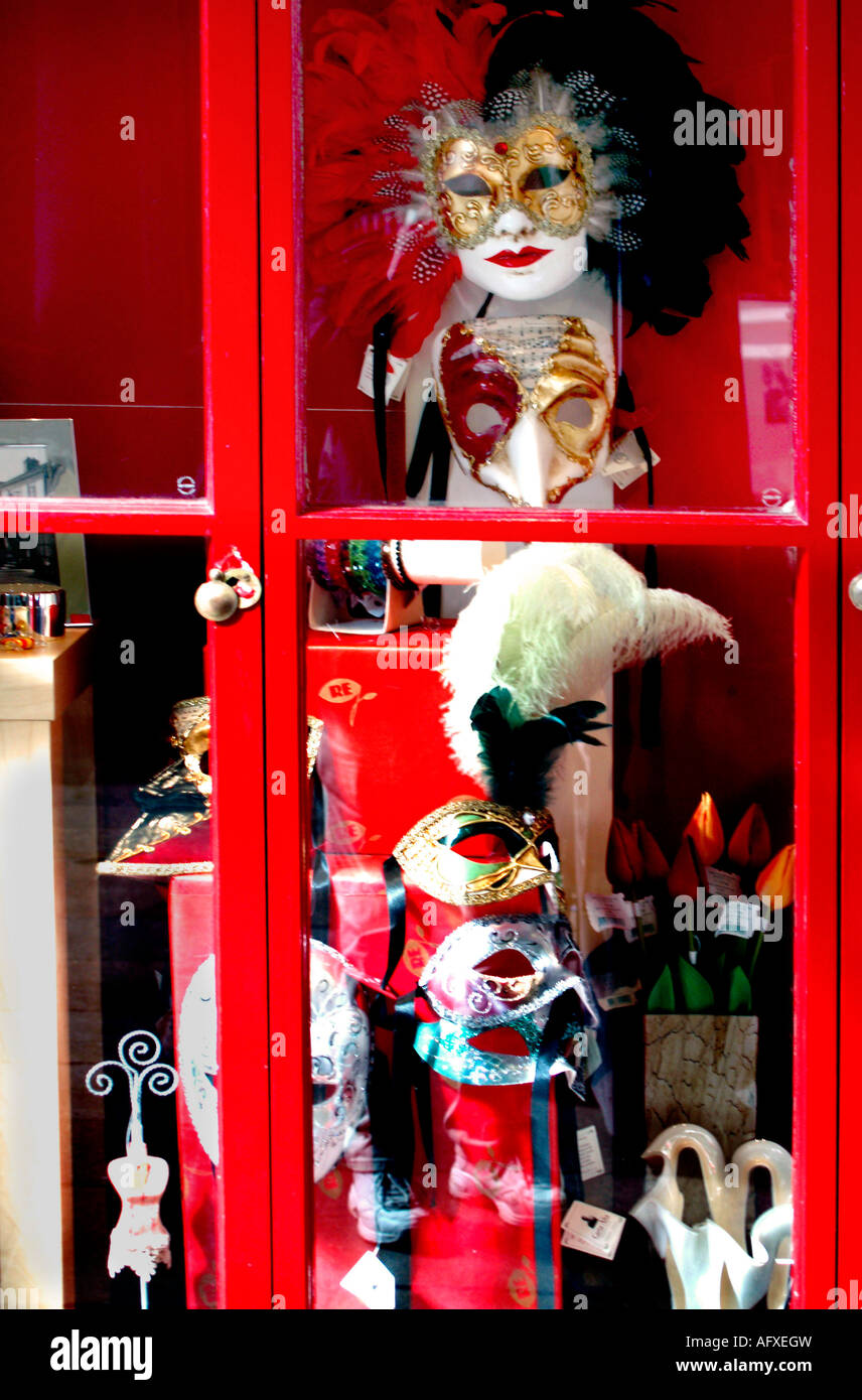Comedy Theatrical Masks in Shop Window Stock Photo - Alamy