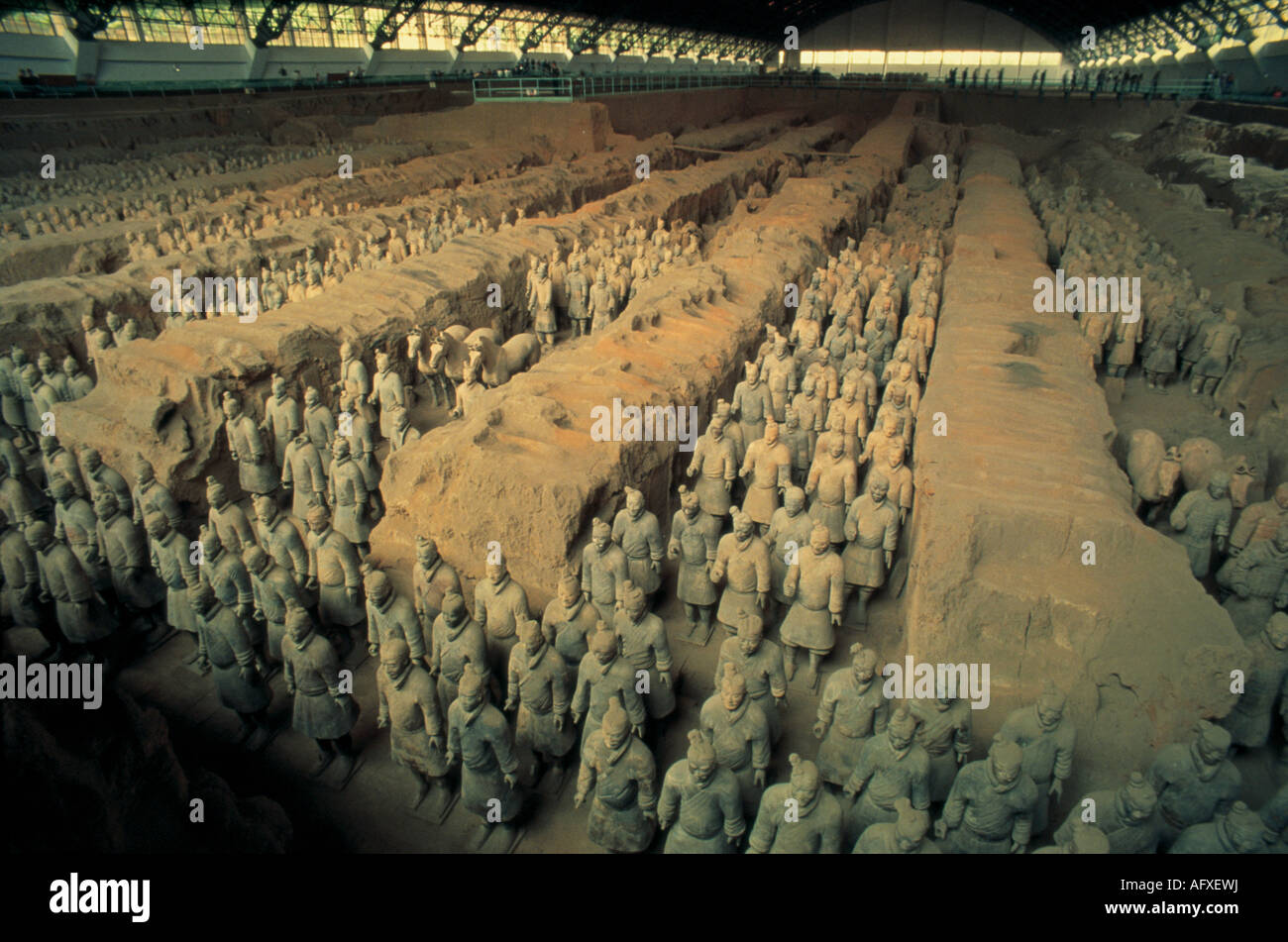 Terra-cotta Warriors and Horses of Emperor Qin Shihuang in Xi'an Shaanxi Province of China Stock Photo