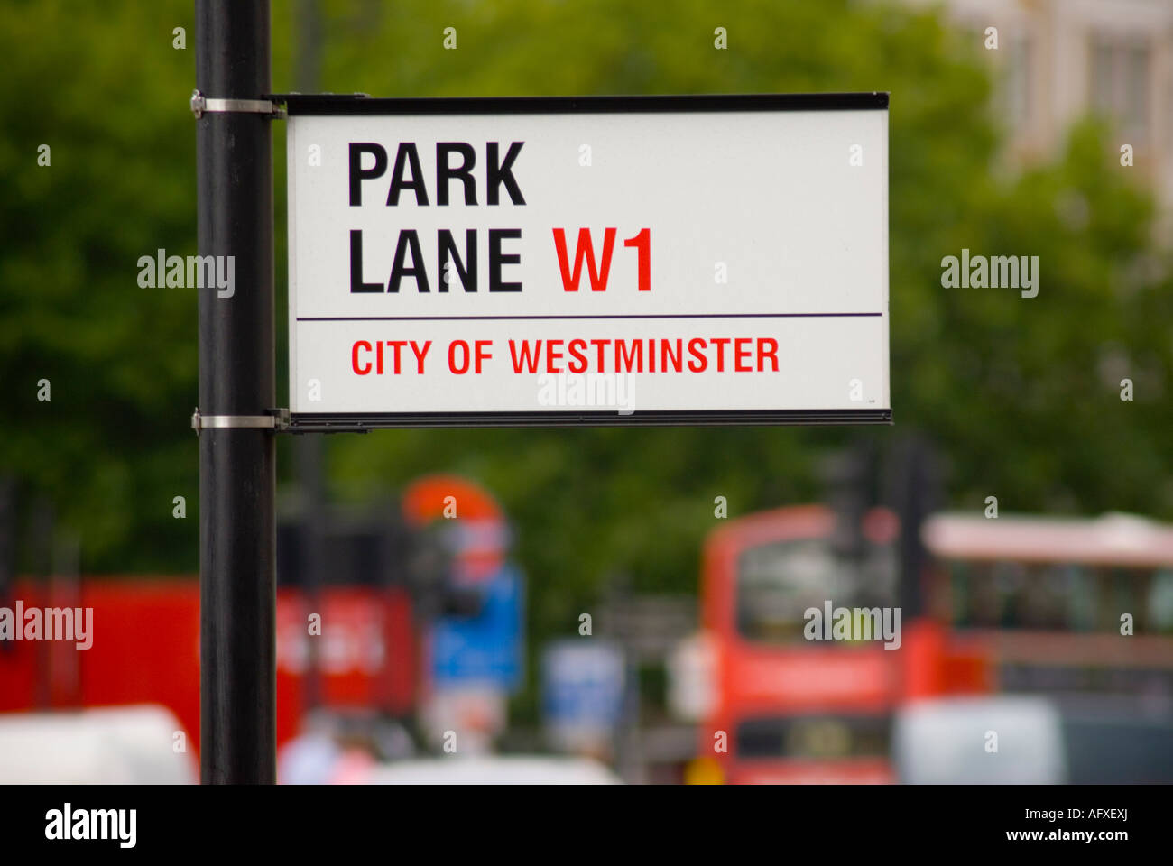 Park Lane street sign in London England Stock Photo