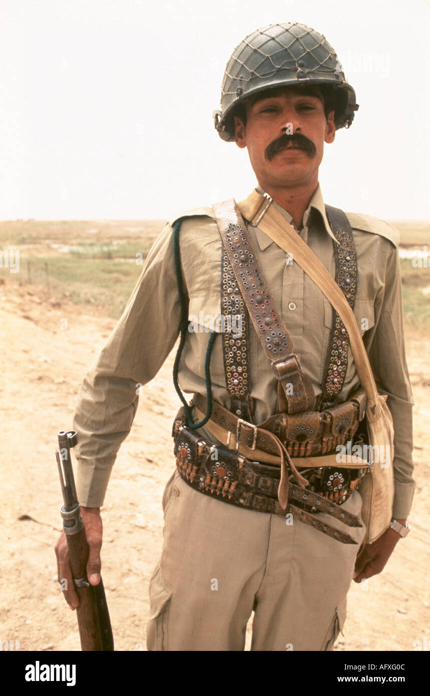 Marsh Arab a soldier Iraqi 1984. Iran Iraq war also known as First Persian Gulf War or Gulf War. 1980s HOMER SYKES Stock Photo