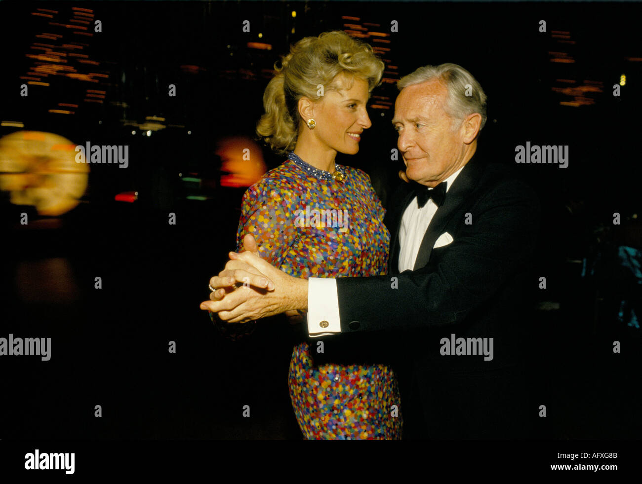 Princess Michael of Kent dancing with guest at party in Hilton Hotel London Circa 1985. Charity event Stock Photo