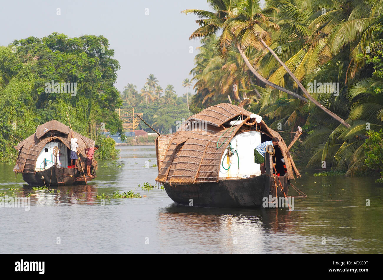 Houseboat in Kerala India Stock Photo